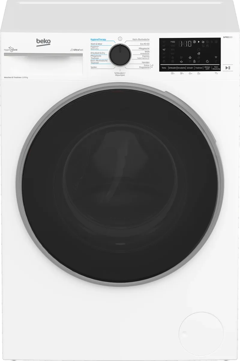 Beko B3DFT512447W (12/8 kg, 1400 rpm) washer-dryer — view 1