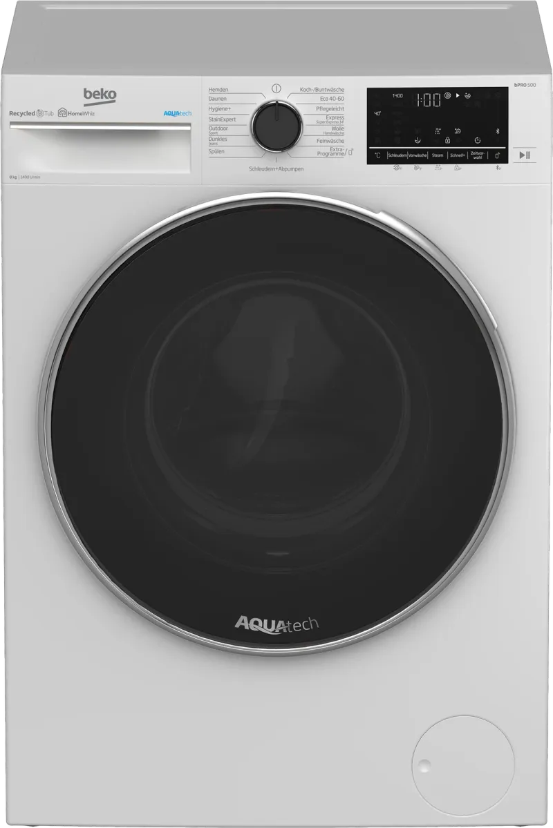 Beko B5WFU58418W (8 kg, 1400 rpm) washing machine — view 1